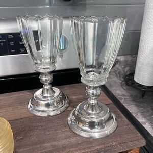 Elegant Glass candle holders with Silver Base